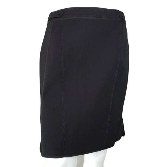 WHBM | Classic Black Mesh Side Panel Cotton Stretch Work Pencil Skirt Women's 6 - Picture 1 of 8